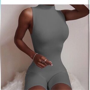 Gray Sleeveless Bodysuit